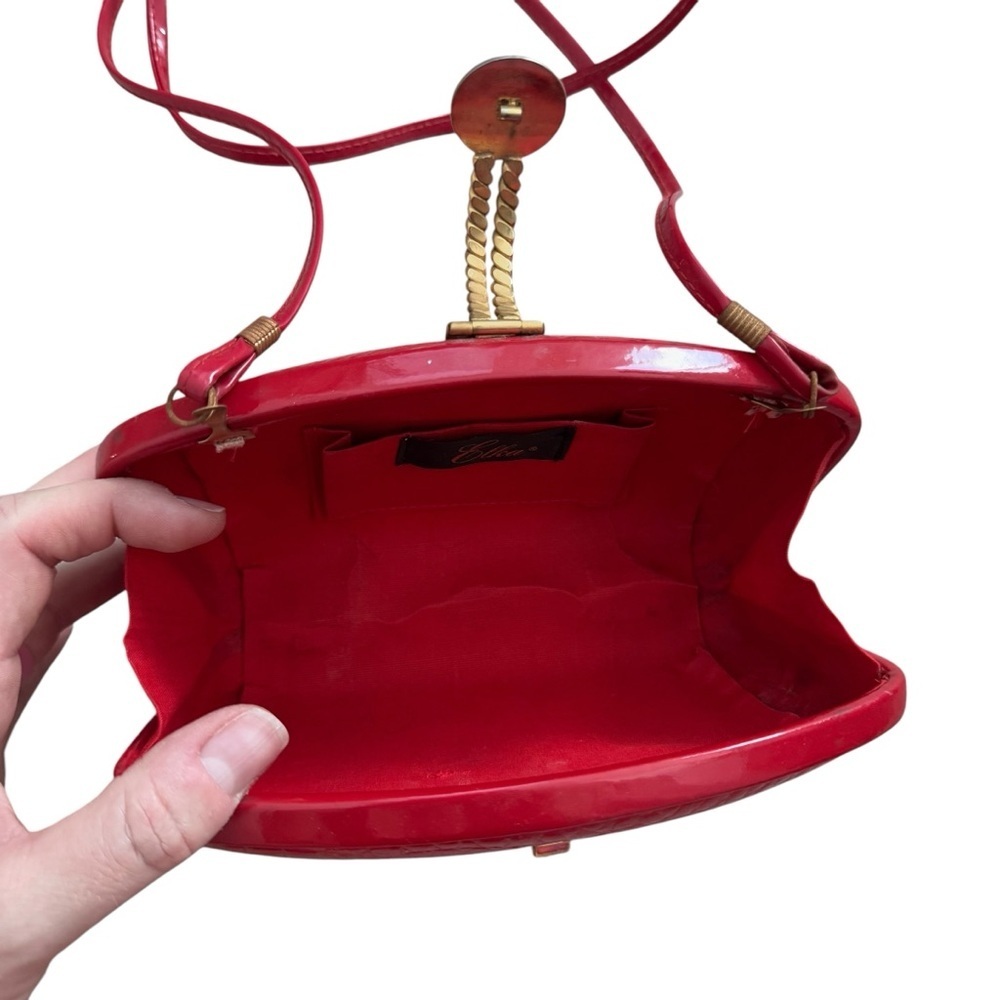 Red Faux Croc Clutch with Shoulder Strap Purse Vintage Y2K - Picture 9 of 11